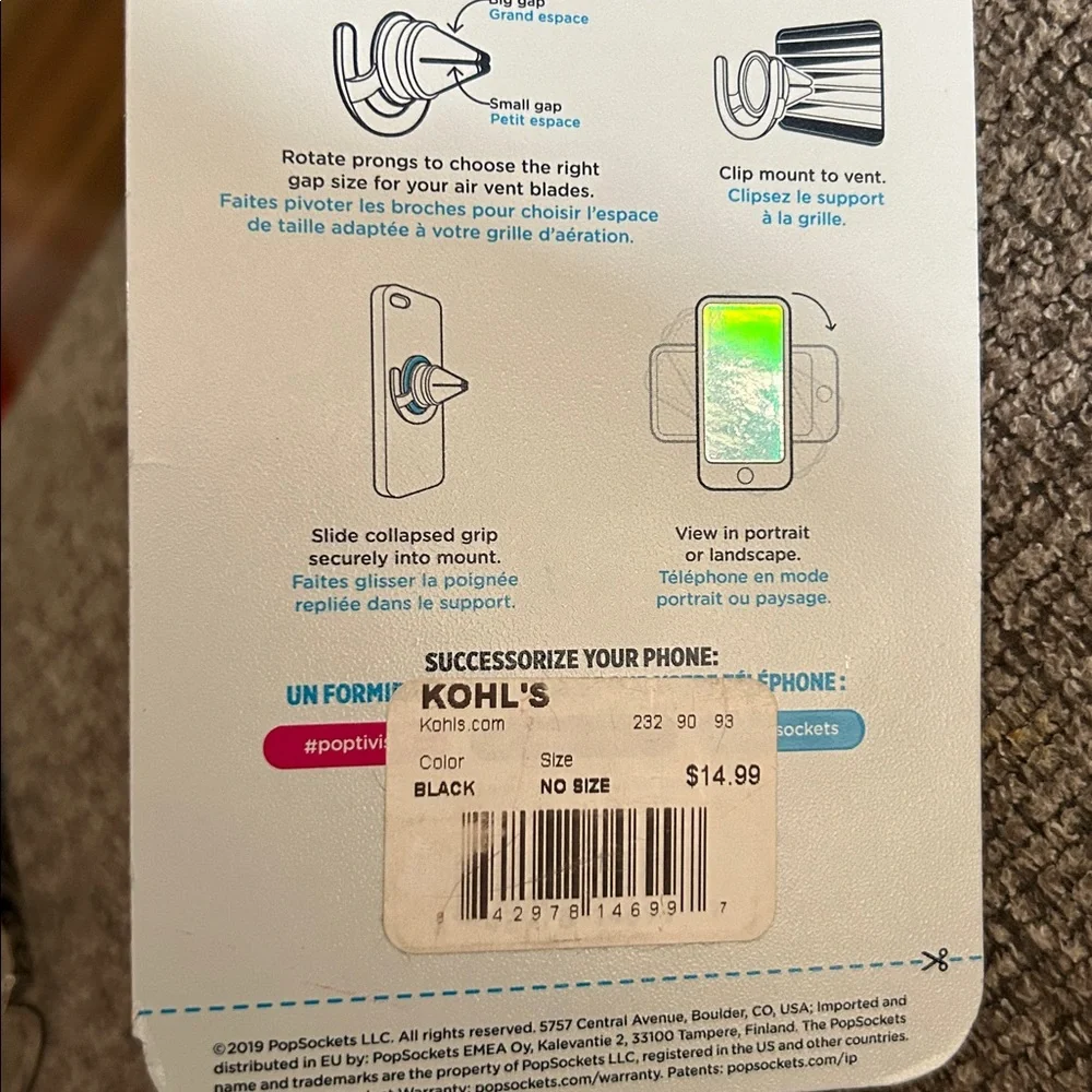 PopSocket Black Car Vent Holder